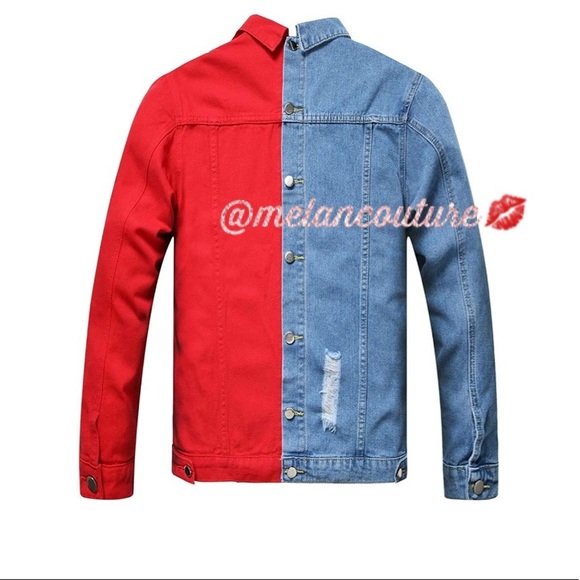 Separable Left&Right Ripped Slim Fit Denim Jacket - Picture 2 of 7